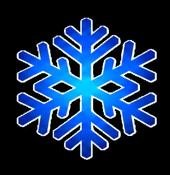 Blue snowflake icon with symmetrical crystalline branches
